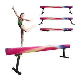 Sealoha 8ft Ultrasimple Adjustable&Foldable Balance Beam,High-Low Floor Beam Suede Gymnastics Equipment, Gymnastics Beam for Training&Professional HomeTraining (Gym Beam, Asterism, 7.8ft)