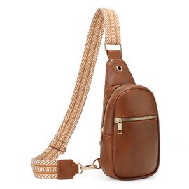 SENDEFN Small Sling Bag for Women Leather Crossbody Bag Women Crossbody Fanny Pack Chest Bag with Guitar Strap