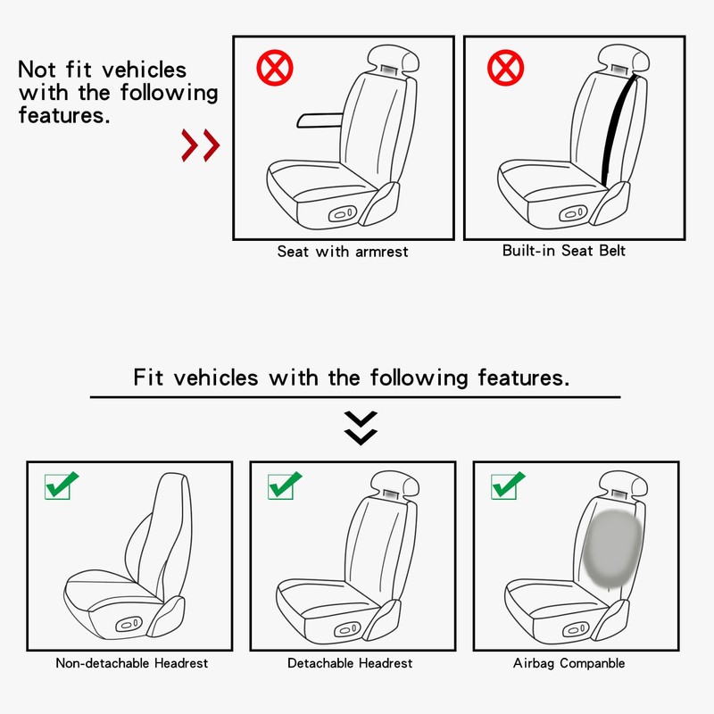 XIANGDING High Back Front Car Seat Covers Bucket Seat Covers
