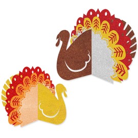 2 Pcs Glitter Thanksgiving Turkey Centerpiece, Glitter 3D Turkey Table Decorations, for Happy Thanksgiving, Harvest Autumn Fall Party, Home Office, Tiered Tray Decor