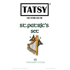 Tatsy Temporary Tattoos | For St. Patrick's Day, Irish National Day | Fake Tattoos for Children, Boys, Girls, Adults | Fancy Dress | Unique Designs | Irish Flag Tattoo