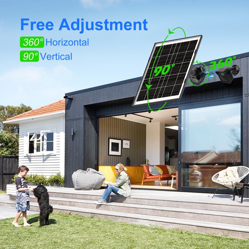 8W Solar Panel for Security Camera, Micro USB & USB-C