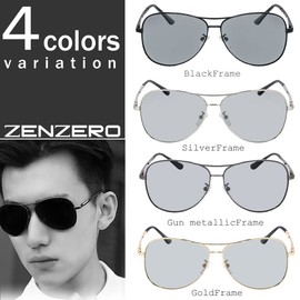 ZENZERO UV400 Men's Sunglasses, Dimming Sunglasses, Polarized, Auto Color Changing Lens, Teardrop, silver frame