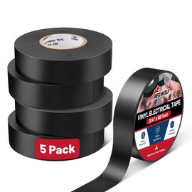 RED WOLF Vinyl Electrical Tape 3/4"- 66Ft 5 Pcs, UL CSA Listed PVC Electric Tape 7 Mil Thick Flame Retardant Strong Rubber Based Adhesive Tape Rated 600V for Electrical Automotive Application