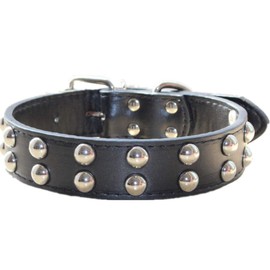 haoyueer 1.2 inch Wide Leather Dog Collar Spiked Studded Collar for Medium Large Breeds Pitbull Terrier (S, Black)