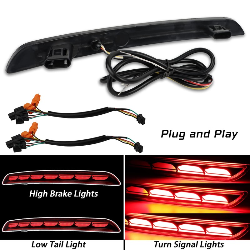 BINQIGOO Red Housing Full LED Rear Reflector Fog Bumper DRL