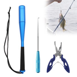 3 Sets Fishing Fish Killer 24.5 cm Aluminium Fish Blackjack Fish Narcotic with Fishing Pliers Fishing Hook Remover Fish Nafiters Fishing Accessories for Beginners Outdoor Carp Trout Fishing