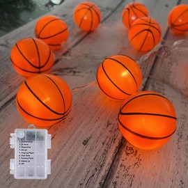 YEAMAR Basketball String Lights, 14ft 20 LED Battery Powered Indoor, Sports Decoration Ball Sport Theme Party Decorative Lights,Birthday Decorations,Football Lovers Gift(8Mode)
