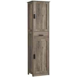 usikey 67“ Tall Storage Cabinet, Bathroom Cabinet with 4 Shelves & 2 Doors, Narrow Tall Cabinet, Bathroom Floor Cabinet for Bathroom, Living Room, Rustic Gray