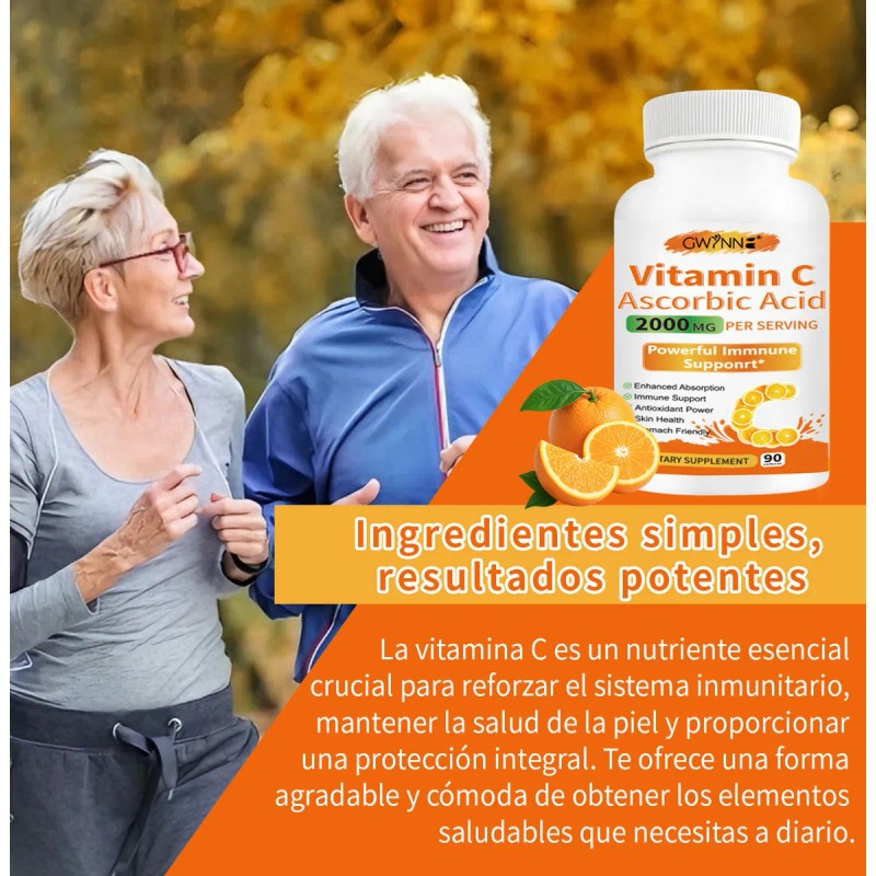 Gwynne cido Ascrbico Puro De Vitamina C 2000mg,formas Solubles En