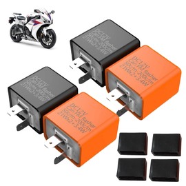 JOEBO 4 Pcs Flasher Relay, Turn Signal Relay, Flasher Relay, Motorbike, IC Turn Signal Relay, High Flush Prevention, LED, Power Saving, Flashing, 12 V, 2 Pins, Speed Adjustment Function