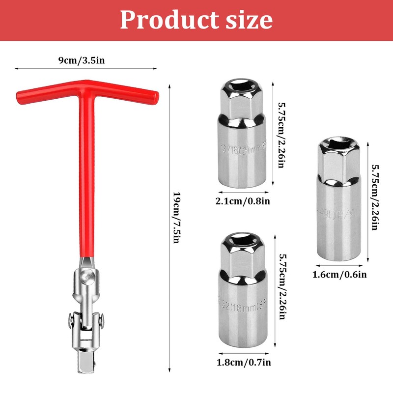 QUIIEOSKIA Spark Plug Wrench Set, Spark Plug Socket 16 mm