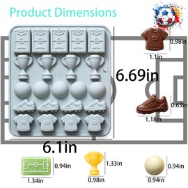 2 Pack Soccer Chocolate Molds, 22 Cavity Football Trophies, Jerseys, Cleats, and Stadiums Molds Shape Tray for Candy Fondant Jello Ice Cube Candle Sugar Craft Cupcake Decor