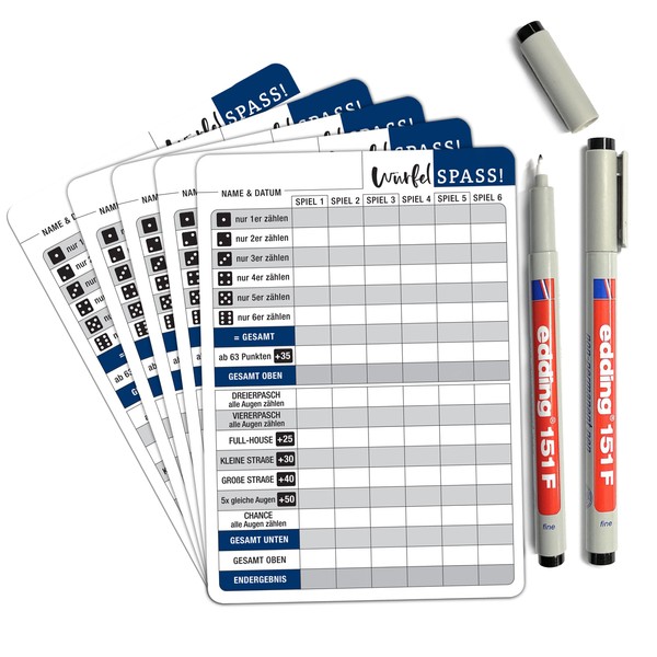 TOBJA Dice Game Wipeable with Pens - 5 x DIN