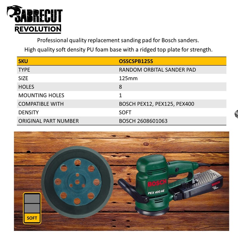 1 x SabreCut OSSCSPB125S 125mm 8 Hole Soft Density Random