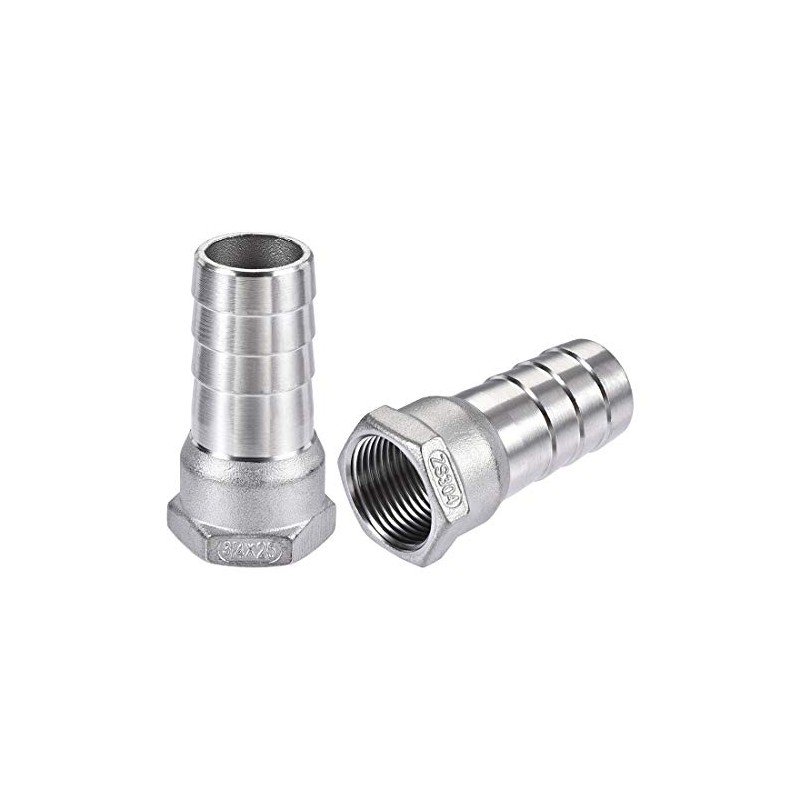 sourcing map 304 Stainless Steel Hose Barb Fitting Coupler, 25mm