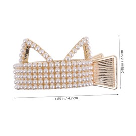 WOONEKY High Ponytail Gripper Adorable Cat Ear Shape Pearl Hair Clips for Women Hair Accessories Ponytail Holders for Women Metal Claw Clips