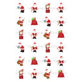 24 edible PRE CUT Father Christmas Santa (unframed) kids childrens party decoration cupcake toppers on wafer rice paper