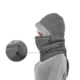 Enkarl Fleece Balaclava, Unisex Balaclava Thermal, Windproof Winter Outdoor Sports Face Mask Hood Headgear Masks Neck Warmer for Men and Women Ski Running Cycling(Light Gray 2-Pack)