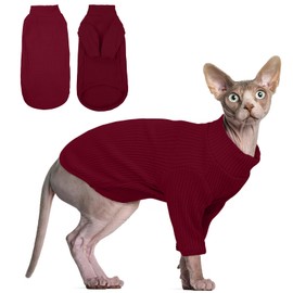 Hjyokuso Cat Clothes - Sphynx and Cornish Rex Jumper, Sweater, Vest - Breathable Pyjamas, Warm Coat for Kittens - Size S