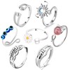 Benaewa 7 Pcs Fidget Ring, Adjustable Open Spinner Anxiety Ring