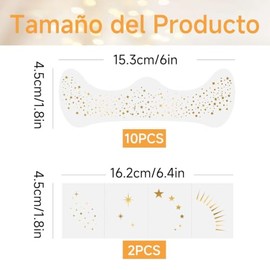 12 Piezas Parches de Pecas Doradas, Tatuajes Temporales de Pecas Falsas | para Maquillaje Brillante, Fácil de Aplicar, Resistente al Agua, Accesorios 