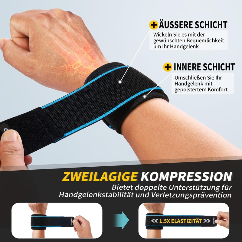 CAMBIVO Wrist Bandages Strength Training, Pack of 2 Adjustable Wrist