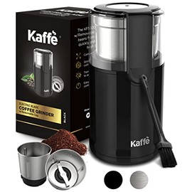 Kaffe Electric Blade Coffee Grinder w/ Removable Cup. 4.5oz 14-Cup Capacity. Cleaning Brush Included. Perfect Grinder for Coffee, Tea, Spices, Corn, Herbs. (Black)