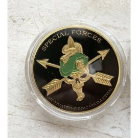 U.S Army Special Forces Motivated Dedicated Lethal Challenge Coin w/ velvet case