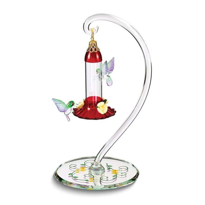 Glass Baron Hummingbirds Sweet Feeder Figurine