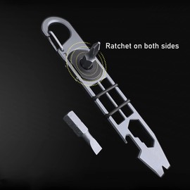ResafeLy EDC Pry Bar,mighty bar,Titanium Keychain Multitool Tool,Can opener,Pocket Pry Bar with Wrench,Ratchet screwdrivers, Bottle Opener.