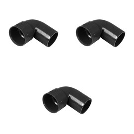 PVC Waste Pipe 90-Degree Elbow Fitting, 40mm, Black, Pack of 3