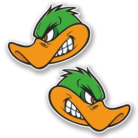 2 x 10cm Angry Duck Vinyl Sticker Decal Helmet Laptop Car Motorbike Bird #5614 (10cm Wide x 8cm Tall)