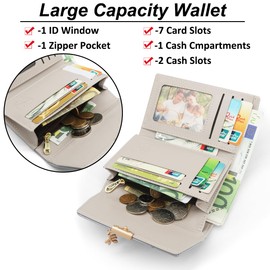 REETEE Women's Purse Made of Soft Vegan Leather Small Purse Women's with Many Compartments, Mini Wallet Women's with Coin Compartment and Card Slots Women Purse, M-Blue, Modern