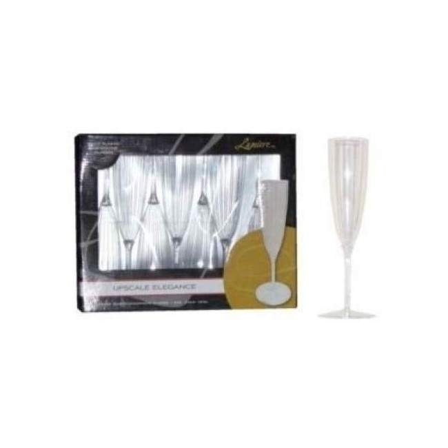 Lumiere 5oz Plastic Champagne Flutes Glasses, 1 Piece Design 8 Per Box