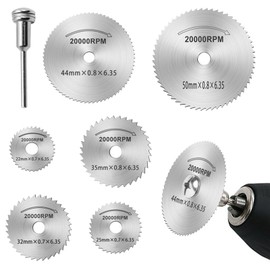 Drill Saw Blades for Dremel Rotary Tool, 6Pcs HSS Cutting Circular Saw Blades with Straight Shank Mandrel Fine Tooth Wood Blade for Drills Rotary Tools Wood Plastic Metal Stone Diamond Cutting