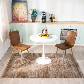 Dining Chairs Set of 2, Comfy Side Chair with Suede Seat Back and Sturdy Metal Legs for Kitchen Living Room Bedroom Waiting Room, Brown