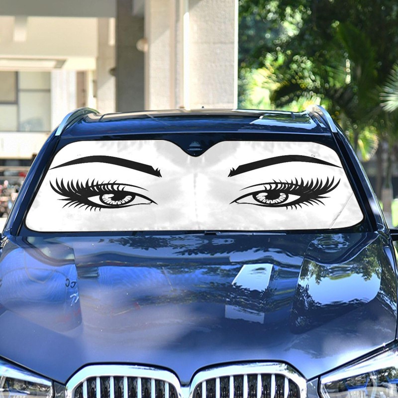 Women Eyelash Eyes Makeup Windshield Sun Shade for Car Auto