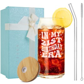 21st Birthday Gifts for Her -Cool 21st Birthday Gifts for Women -21st Birthday Decorations for Her,21 Year Old Birthday Gifts for Her,Daughter,Sister,Friends -In My 21st Birthday Era 16Oz Glass Cup