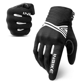 INBIKE Breathable Mesh Motorcycle Gloves Touchscreen with TPR Palm Pad Hard Knuckles Black White Medium