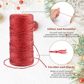 KINGLAKE Cord Red 1.5 mm, Yarn 100 m, Red Cord, DIY Craft Cord, Inelastic for Crafts, Wedding Decoration, Christmas Decoration or Packaging