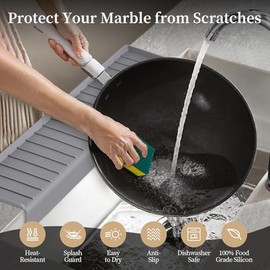 Protector de borde del fregadero con ventosa, 14 pulgadas, 20 pulgadas, 24 pulgadas, 30 pulgadas, protector de salpicaduras de silicona para cocina y baño, protege la cubierta de arañazos y manchas