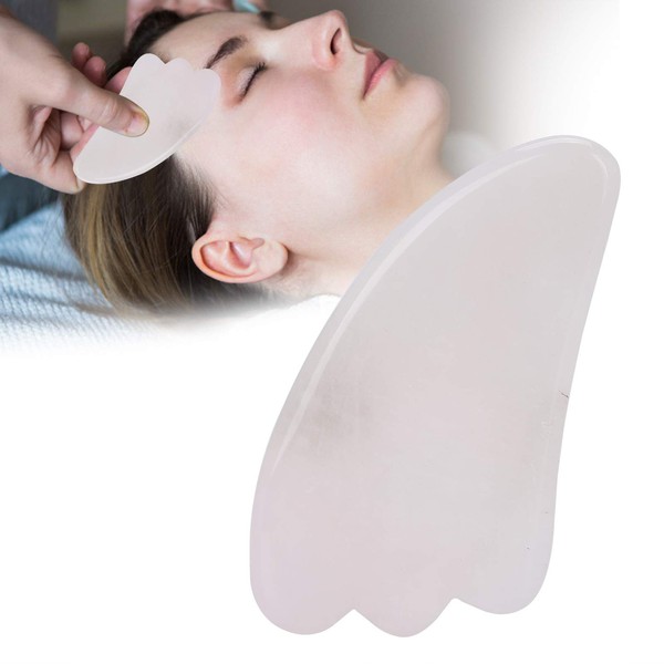 Rose Quartz Face Gua Sha Massage Board - Crystal Jade Facial Beauty Scraping Board Set Neck Body Meridian Massage Stone (#2)