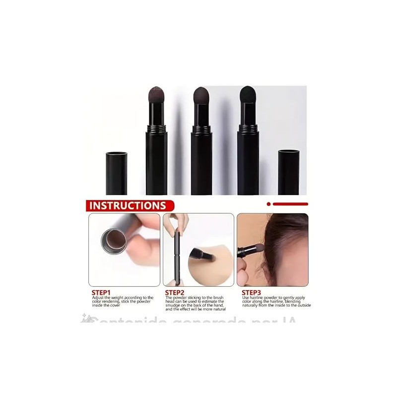 Negro - Pluma Sombra Capilar Negro, Cubre Entradas y Canas,