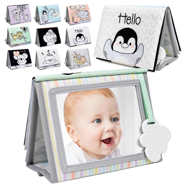 Dr.Rapeti Soft Tummy Time Book Baby Safe Mirror with Teether