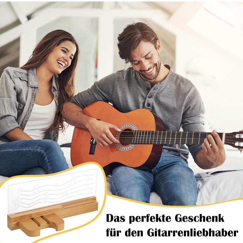 JIZZU Guitar Wall Mount, USB Powered LED Luminous Wooden Guitar