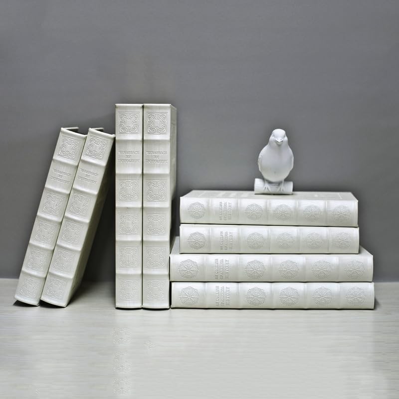 Decorative Books with White Faux Leather,Decorative Book Box for Home