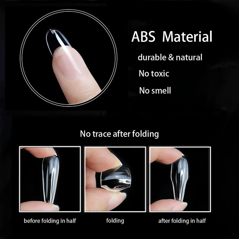 Oval Shaped False Nail Tips Full Cover 500PCS Clear Nails