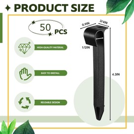 Pack of 50 Garden Hose Anchor Ground Mounting Anchor for Drip Hose Pearl Hose Plug-in Fork for 1/2 Inch OD Hoses Garden Lawn Patio Black
