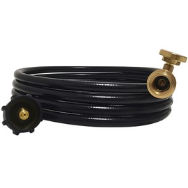 CHILIPILI 12 Feet Propane Tank Extension Hose with Gauge, Acme to Male QCC/POL Fittings for Gas Grill, Heater and All Other Propane Appliances